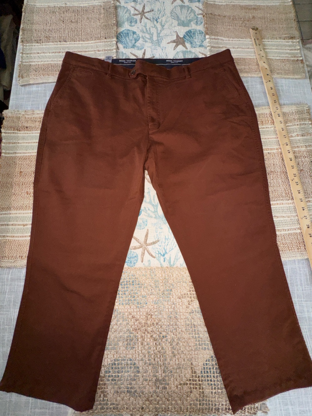Brook Taverner Men's Christie Chino Pants, Rust, Cavalry Twill, 46x27